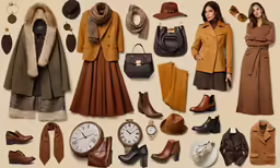 various fashion accessories displayed on display on white background