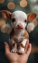 a person holding a small dog in their hands