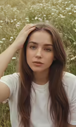 a beautiful young woman is posing for a photo