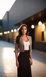 a beautiful young lady posing in front of a building