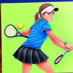 this is a drawing of a girl playing tennis