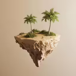 an island is covered with trees and grass