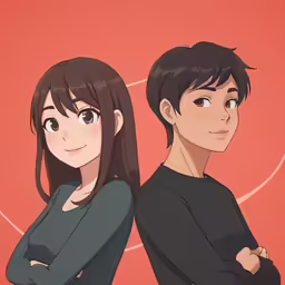 two anime people posing with their hands together