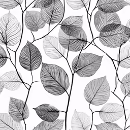 the black and white drawing of leaves