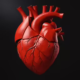 a large red heart with a black background
