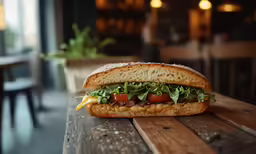 a large subway sandwich sitting on top of a table