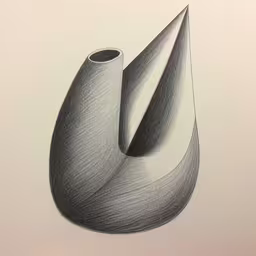 a drawing of two vases next to each other,there is a pencil drawing of a large object