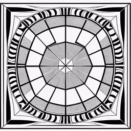 an art nouveau painting with lines and shapes,a drawing depicting a circular design with many smaller geometric shapes