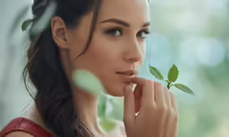 an image of a woman with leaves in her hair