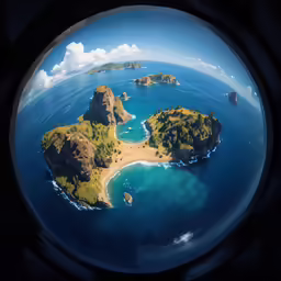 an island with two small islands and a few larger ones