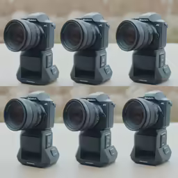 five camera bodies showing the same lens