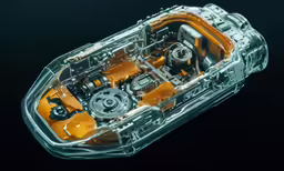 the model of a toy motor vehicle is on display