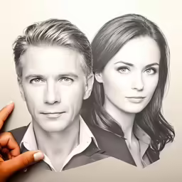 a hand is touching a cutout photo of the famous tv actor and actress paul stree