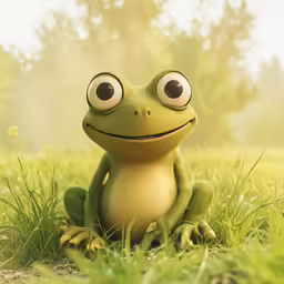 a cute little frog that is sitting on the ground