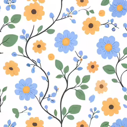a colorful flower pattern with leaves on white background