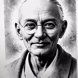a drawing of an elderly man wearing glasses