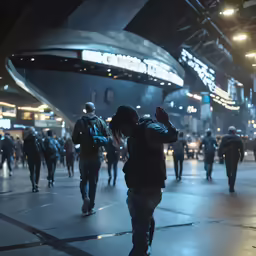 the man is walking along a walkway while talking on his phone