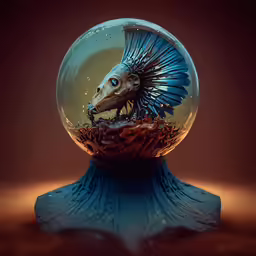 a lion fish inside a bowl with water