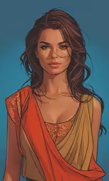 a woman with long hair in a dress