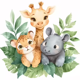the baby animals are in a group on the leaves