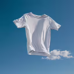 an empty t - shirt hanging in front of the blue sky