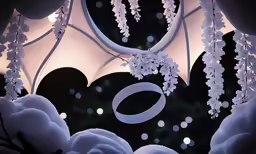 a christmas hanging decoration and a giant white dragon statue