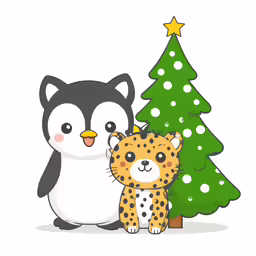 an image of a christmas tree and a stuffed animal