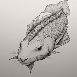 a fish with an interesting look, done in graphia