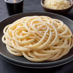 some food that is in a black plate