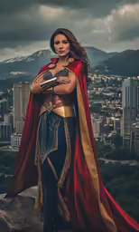 woman in a warrior suit standing on a hill