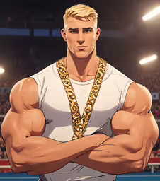 a male tennis player with his arms crossed,a man standing in front of an audience
