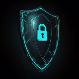 an illuminated shield that is shaped like the face of a computer mouse