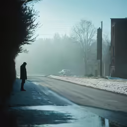 a man standing by the side of the road