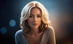 a women with blonde hair and a gray shirt