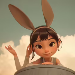 an animated image of a girl wearing a bunny ears