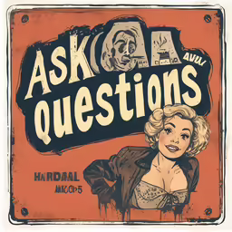 a sign with an image of a woman in a dress and the words askoa questions