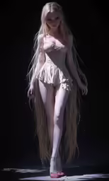 a very sexy woman with long blonde hair wearing a dress