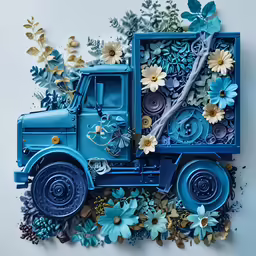 a flower truck has been altered to resemble flowers