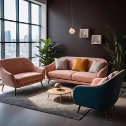 a room with a bunch of couches and some pillows