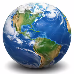 the planet shows where land and water are found