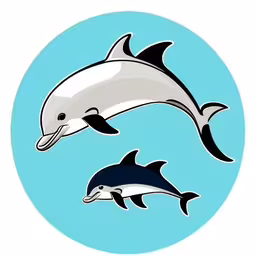 a dolphin jumping up into the air over a pool,an icon of three dolphins jumping up in the air