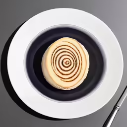 an individual pastry served in a bowl on a white plate