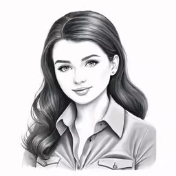 a pencil drawing of a girl wearing a uniform