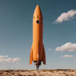 a large, old rocket is sitting on the ground