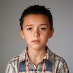 a boy with a red checked shirt is wearing a tie