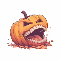 an image of a pumpkin with its mouth open and teeth missing