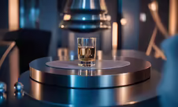 some glasses are sitting on a silver and metal table