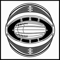 an artistic drawing of a bowl with a football on the inside,a drawing of a football in a football stadium