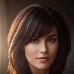 an attractive woman in black with a brown smoky eye