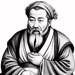 a man wearing a black robe with long white hair